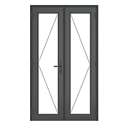 Crystal  Anthracite Grey Triple-Glazed uPVC French Door Set 2055mm x 1190mm