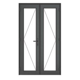 Crystal  Anthracite Grey Triple-Glazed uPVC French Door Set 2055mm x 1190mm