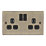LAP  13A 2-Gang SP Switched Switched Socket Antique Brass  with Black Inserts 5 Pack
