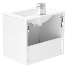Newland  Double Door Wall-Mounted Vanity Unit with Basin Gloss White 600mm x 450mm x 540mm