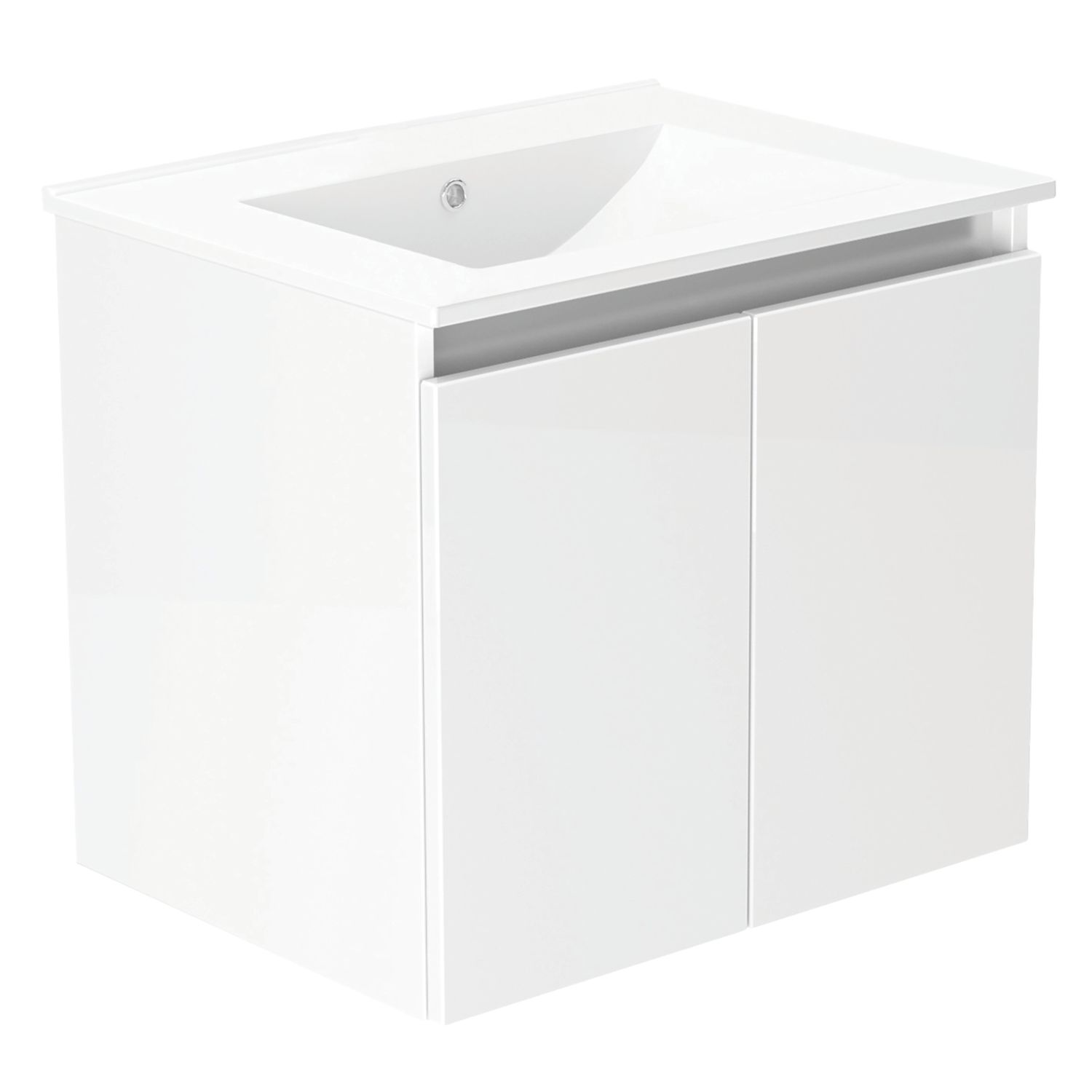 Newland Double Door Wall-Mounted Vanity Unit with Basin Gloss White 600mm x 450mm x 540mm (182RN)