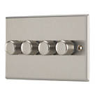 Contactum iConic 4-Gang 2-Way LED Dimmer Switch  Brushed Steel