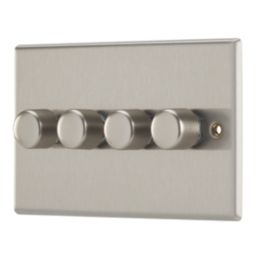 Contactum iConic 4-Gang 2-Way LED Dimmer Switch  Brushed Steel
