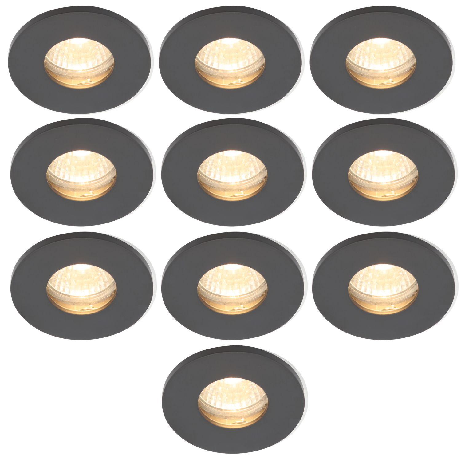 Electralite Yate Fixed Fire Rated Downlights Black 10 Pack (182VJ)