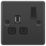 LAP  13A 1-Gang SP Switched Plug Socket Black Nickel  with Black Inserts