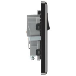 LAP  13A 1-Gang SP Switched Plug Socket Black Nickel  with Black Inserts