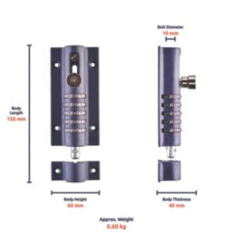 Squire Die-Cast Zinc 5-Dial Combination Locking Bolt 150mm Blue