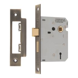 Smith & Locke  3 Lever Antique Brass Mortice Sashlock 76mm Case - 57mm Backset