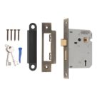 Smith & Locke  3 Lever Antique Brass Mortice Sashlock 76mm Case - 57mm Backset