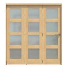 Green & Taylor  3-Door 4-Frosted Light Satin Lacquered Oak Wooden Shaker Internal Bi-Fold Fully Finished Door 2060mm x 1905mm