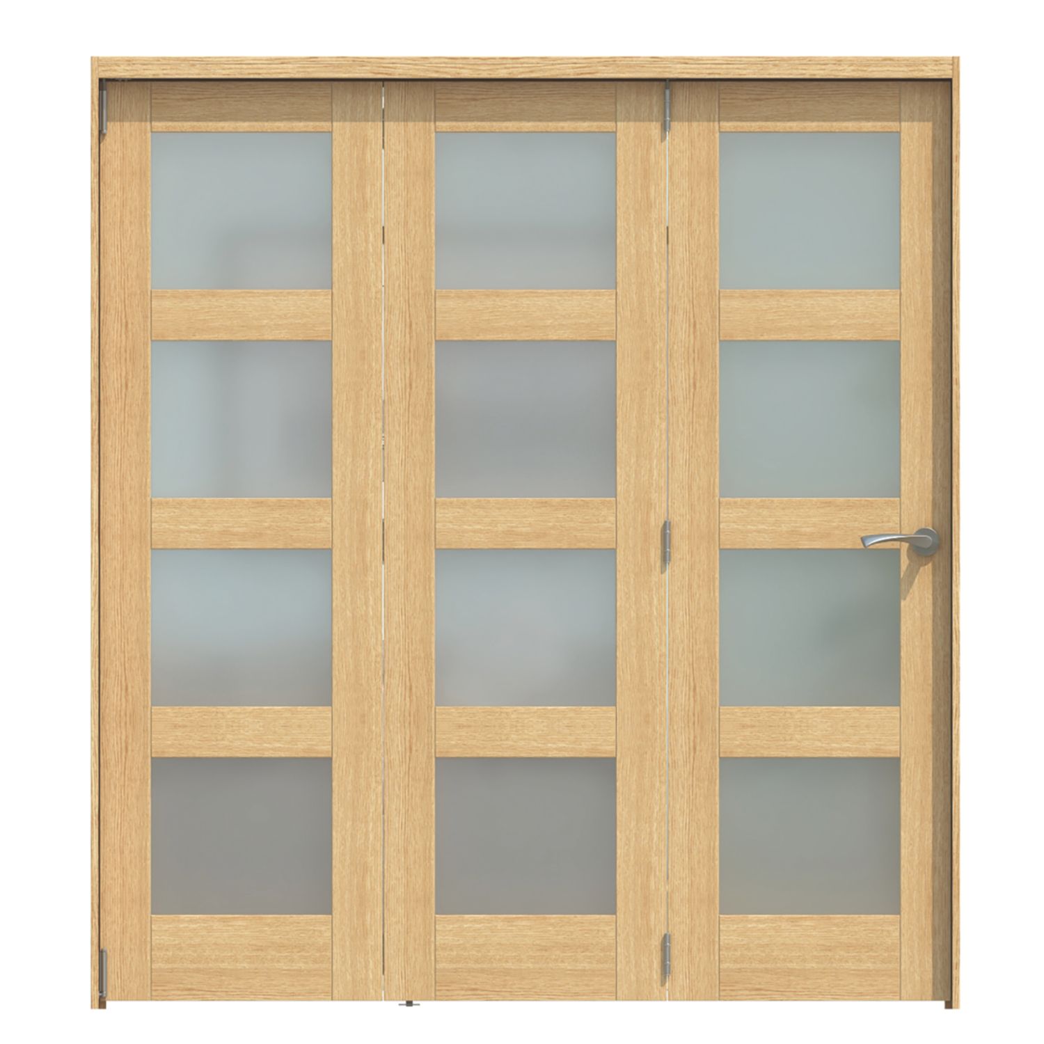 Green & Taylor 3-Door 4-Frosted Light Satin Lacquered Oak Wooden Shaker Internal Bi-Fold Fully Finished Door 2060mm x 1905mm (183CT)