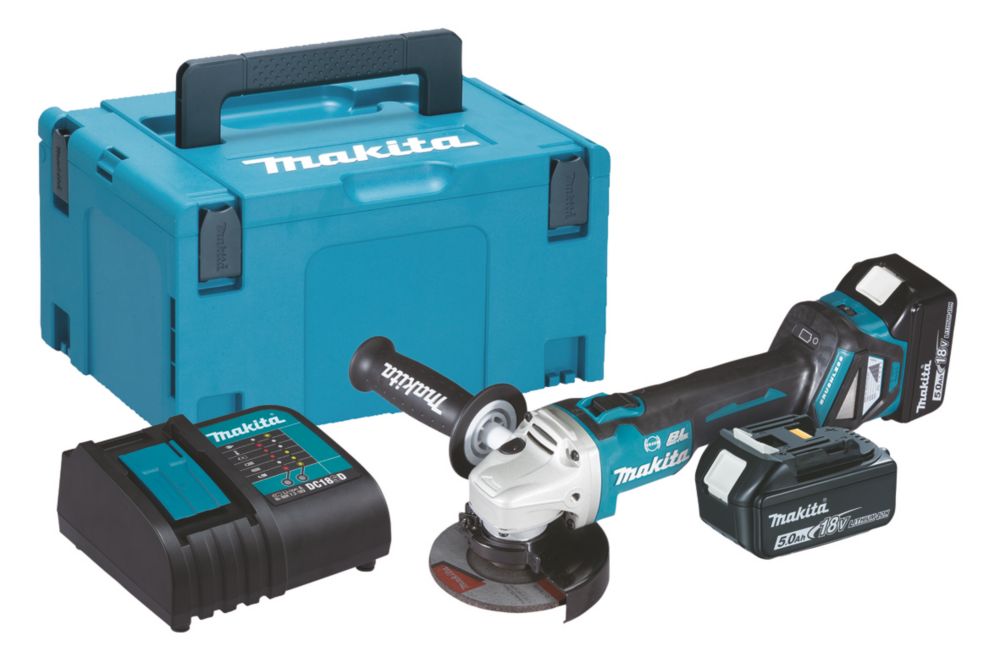 Makita DGA463STJ 18V 2 x 5.0Ah LiIon LXT 4 1/2" Brushless Cordless