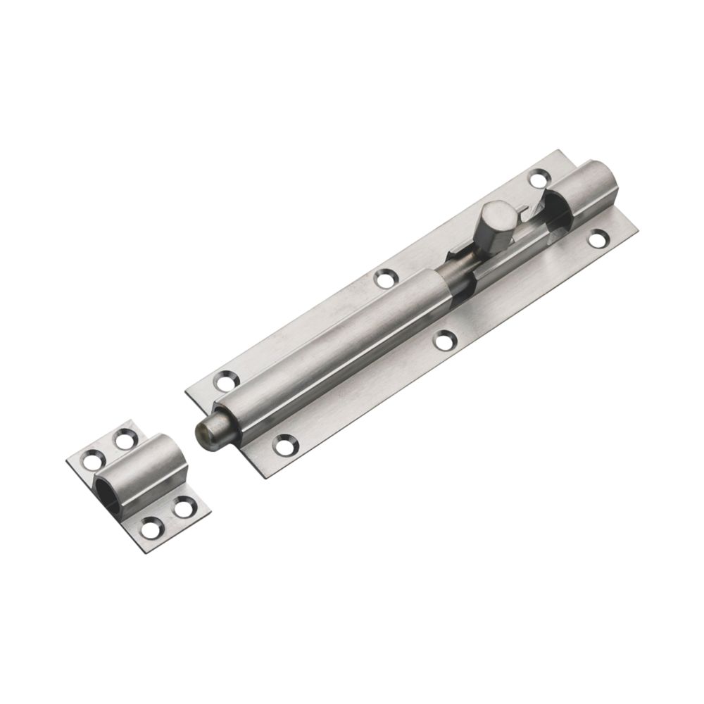 Straight Barrel Door Bolt Satin Chrome 152mm Screwfix