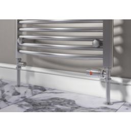 ETAL Danva 15mm x 1/2" Brushed Steel Straight Modern Thermostatic Radiator Valve & Lockshield