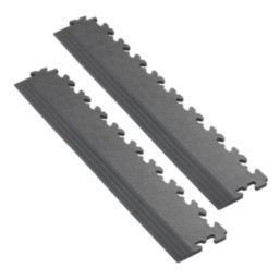 Garage Floor Tile Company Recycled X-Joint 7mm Interlocking Floor Tile Edge Ramps Graphite 495mm x 90mm 2 Pack