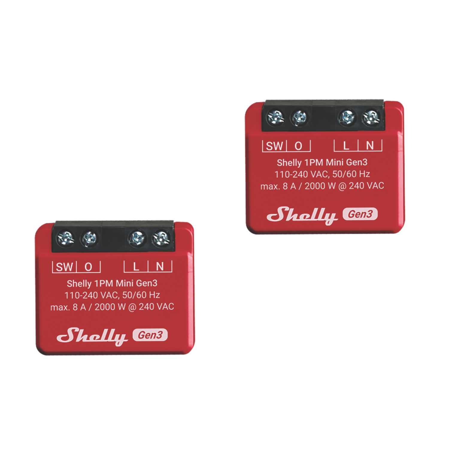 Shelly Mini 1PM Gen3 Smart Control Relay 8A 2 Pack (184AG)