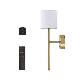 UME  Multi Colour Rechargeable LED Gold Wall Lights with Drum Shade 4.9W 200lm 2 Pack