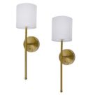 UME  Multi Colour Rechargeable LED Gold Wall Lights with Drum Shade 4.9W 200lm 2 Pack