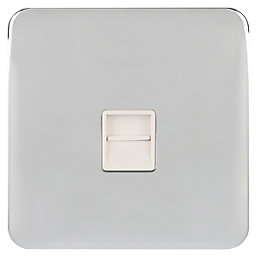 Schneider Electric Lisse Deco 1-Gang Master Telephone Socket Polished Chrome with White Inserts