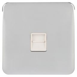 Schneider Electric Lisse Deco 1-Gang Master Telephone Socket Polished Chrome with White Inserts