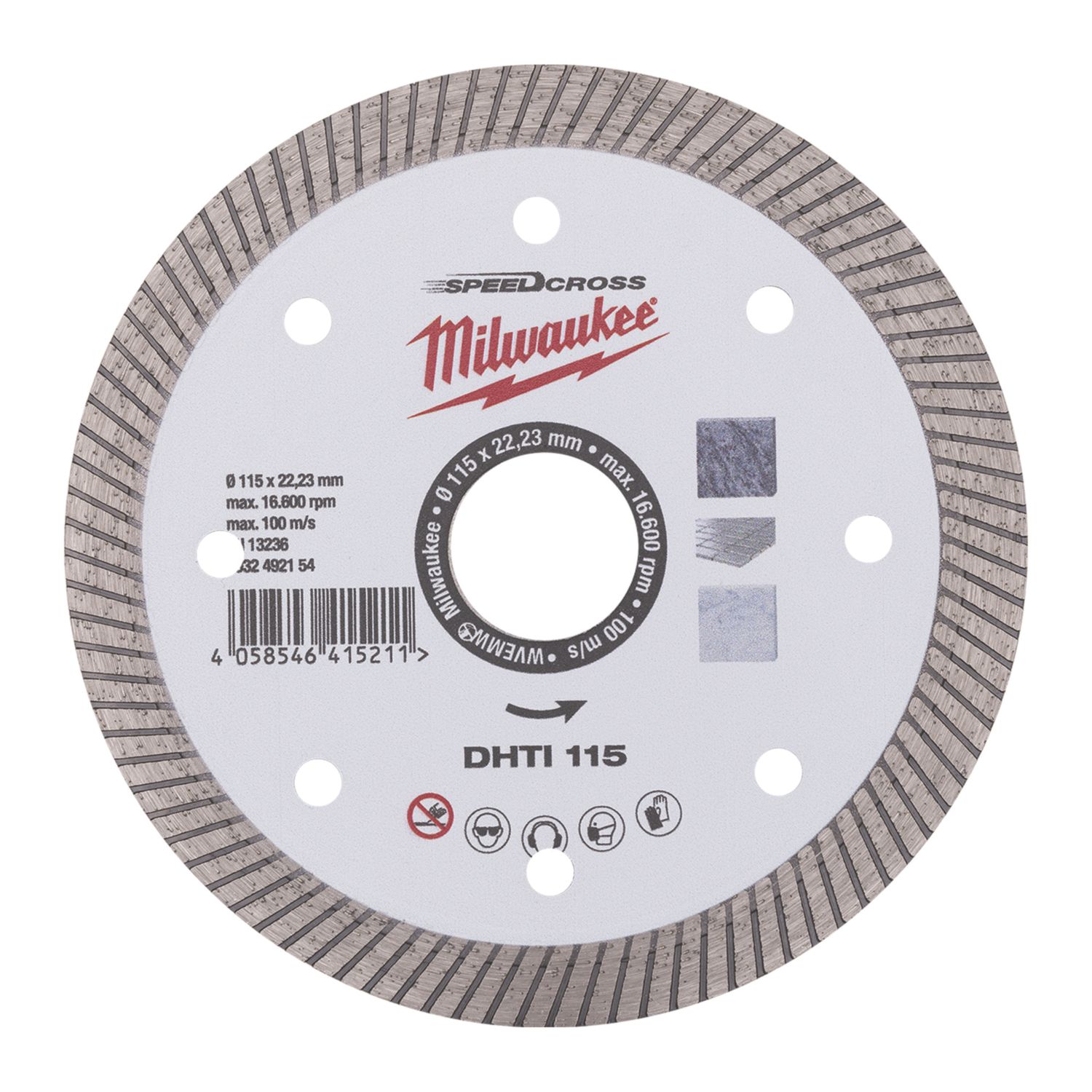 Milwaukee Speedcross DHTI Multi-Material Diamond Blade 115mm x 22.23mm (184GE)