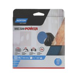 Norton   60 Grit Mesh Wood, Plaster, Plasterboard & Paint Sanding Discs 150mm 5 Pack