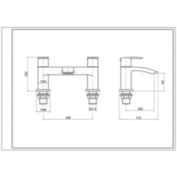 ETAL Spear Polished Chrome 123mm Deck Mounted Lever 2 Tap Holes Bath Mixer Tap
