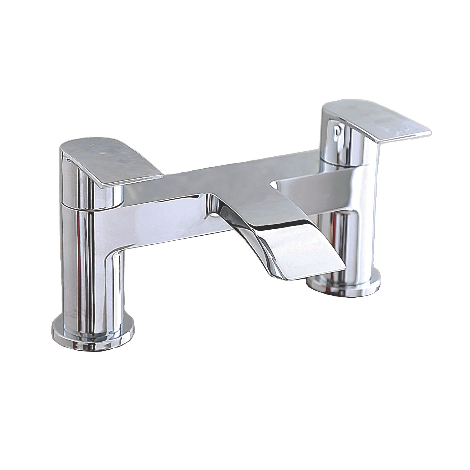 ETAL Spear Polished Chrome 123mm Deck Mounted Lever 2 Tap Holes Bath Mixer Tap (184KG)