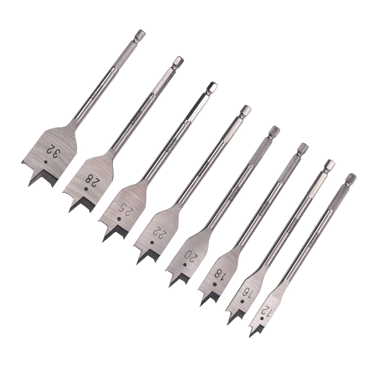 Erbauer Hex Shank Flat Wood Drill Bit Set 8 Pieces (184PH)