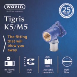 Wavin Tigris  Multi-Layer Composite Press-Fit Adapting 90° BSP Female Plate Elbow 0.5" x 20mm 10 Pack