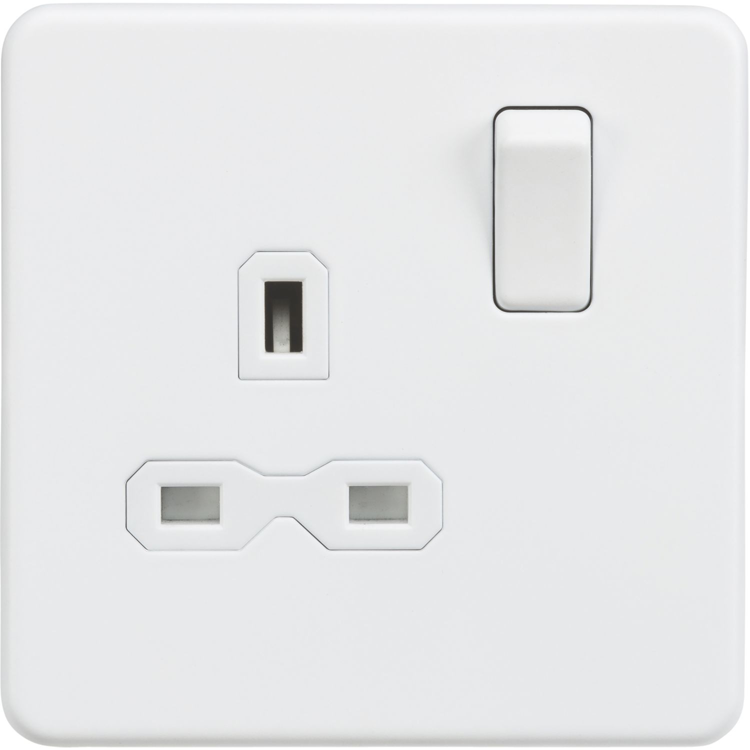 Knightsbridge 13A 1-Gang DP Switched Single Socket Matt White with White Inserts (184TY)
