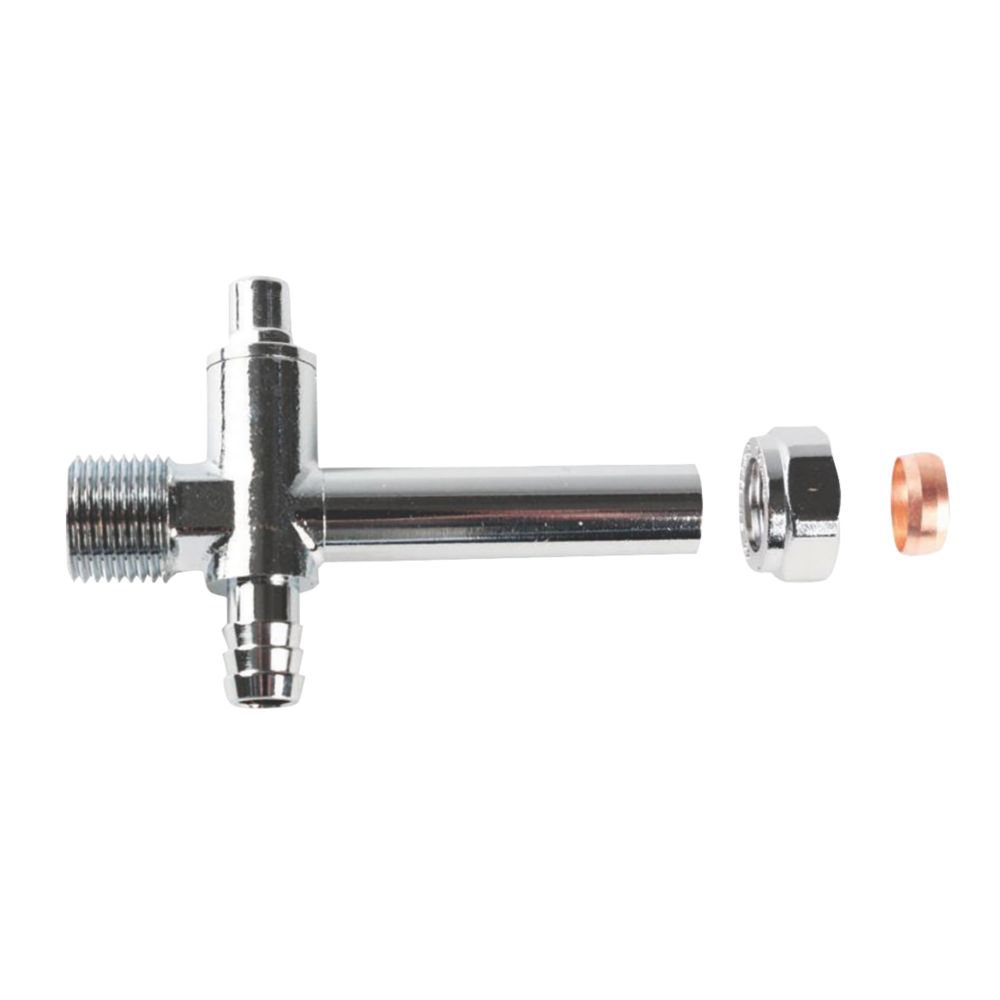 1/2" BSP Male Taper x 15mm Compression Rigid TRV Extension Piece 60mm  Chrome