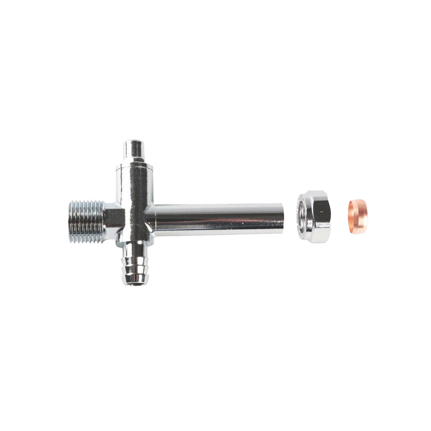 1/2" BSP Male Taper x 15mm Compression 60mm Chrome Radiator Valve Extender With Drain Off (1853V)