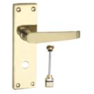 Smith & Locke  Fire Rated WC Door Handles Pair Polished Brass