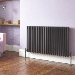 Flomasta 600mm x 1010mm 4366BTU Black Horizontal 3 Column Radiator