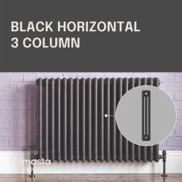 Flomasta 600mm x 1010mm 4366BTU Black Horizontal 3 Column Radiator