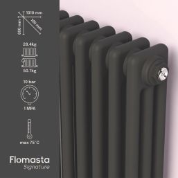 Flomasta 600mm x 1010mm 4366BTU Black Horizontal 3 Column Radiator