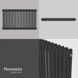 Flomasta 600mm x 1010mm 4366BTU Black Horizontal 3 Column Radiator