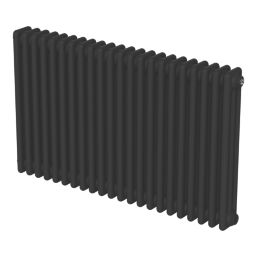 Flomasta 600mm x 1010mm 4366BTU Black Horizontal 3 Column Radiator