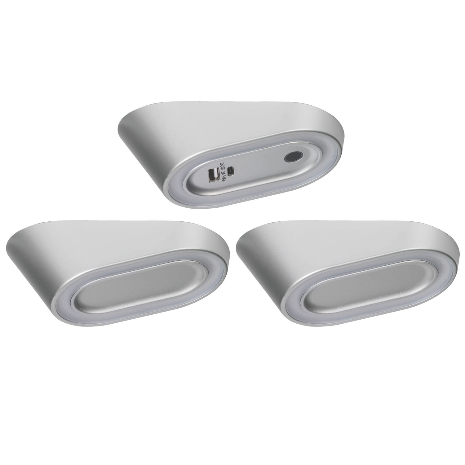 4lite Hampton Wedge LED Silver Warm White Under Cabinet Lights Without Bezel 8.3W 85lm 3 Pack (185AX)