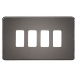 Knightsbridge  4-Module Grid Faceplate Black Nickel