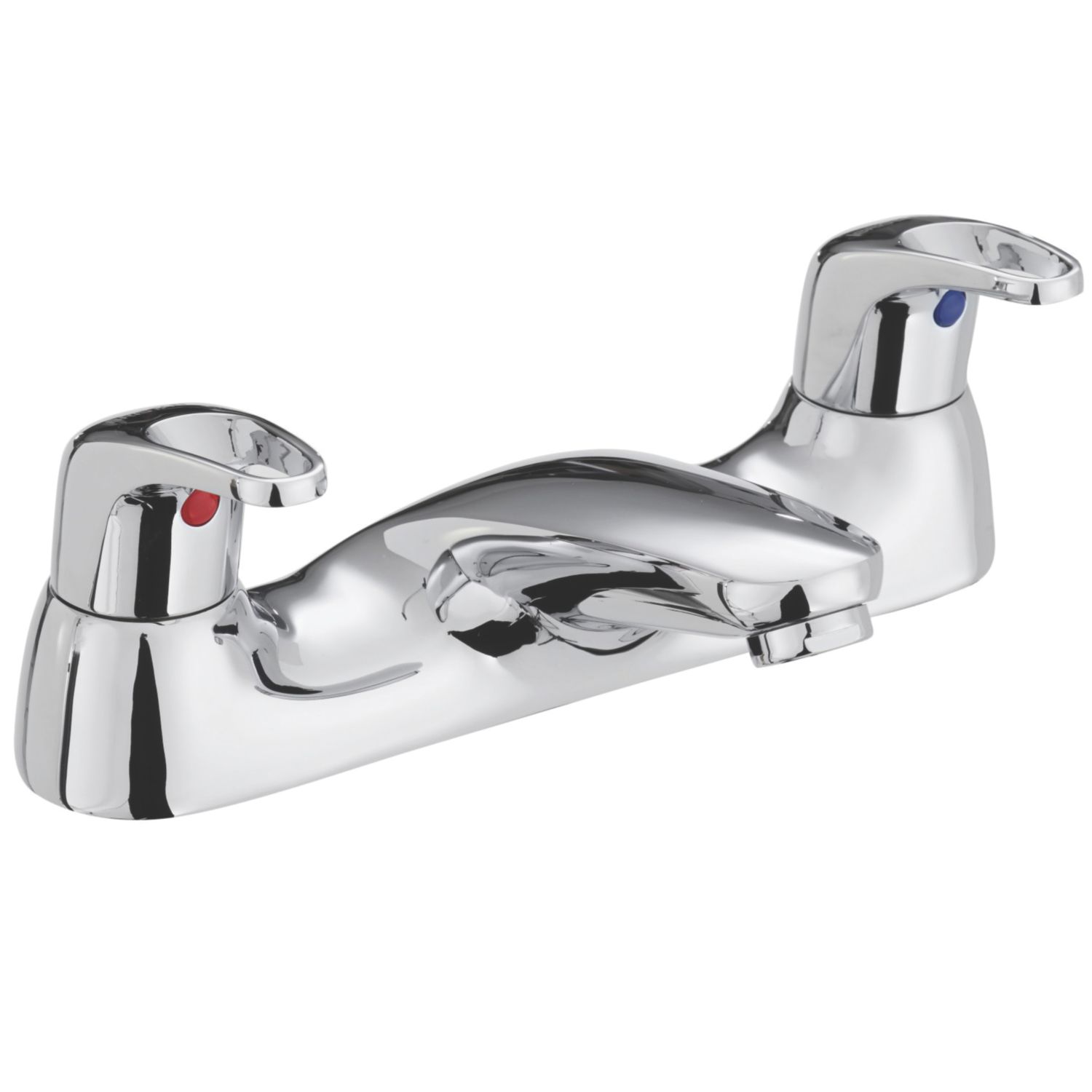 Bristan Cadet Chrome 80mm Deck Mounted Lever 2 Tap Holes Bath Mixer Tap (185GF)