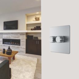 LAP  2-Gang 2-Way LED Dimmer Switch  Brushed Steel with Colour-Matched Inserts