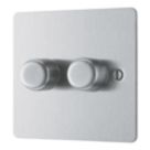 LAP  2-Gang 2-Way LED Dimmer Switch  Brushed Steel with Colour-Matched Inserts