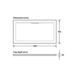 Mira Flight Level Safe Rectangular Shower Tray White 1400mm x 760mm x 25mm