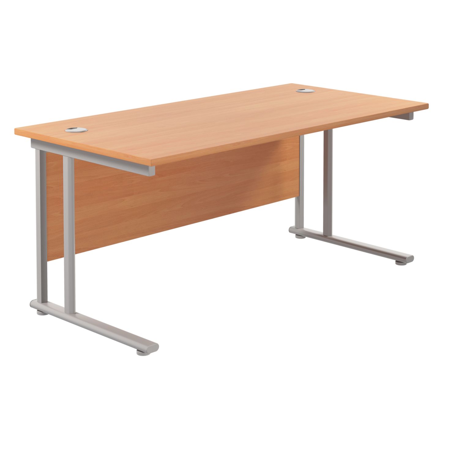 TC Group Aztec Twin Upright Rectangular Office Desk Beech/Silver 1800mm x 800mm (185TT)
