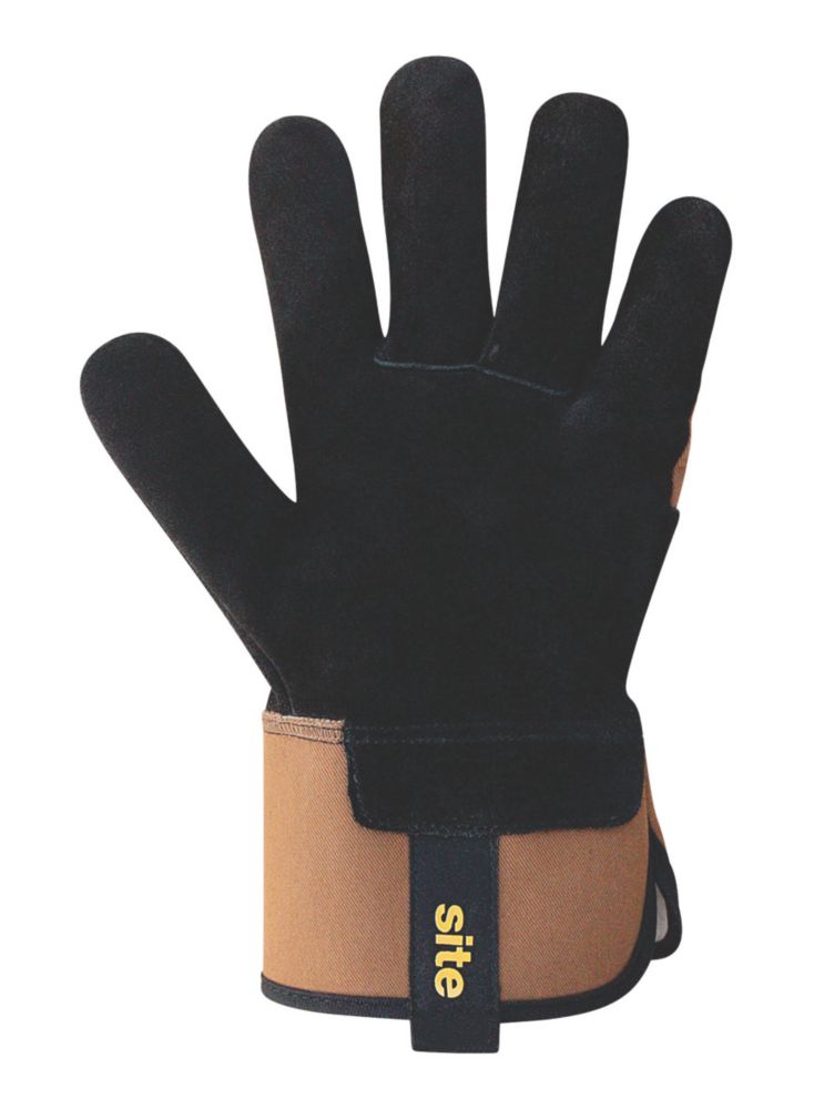 Site Rigger Gloves Black / Brown Large - Screwfix