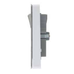 LAP  13A 2-Gang SP Switched Socket + 3.1A 15.5W 2-Outlet Type A USB Charger Brushed Stainless Steel with White Inserts