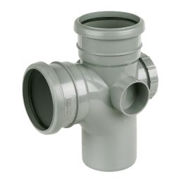 FloPlast  Push-Fit 2-Boss 92.5° Double Socket Access Branch Grey 110mm