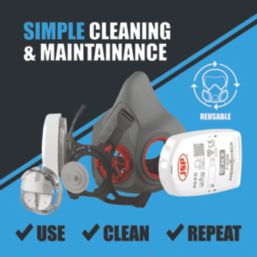 JSP Force 8 Medium Mask Respirator with Press-to-Check Filters P3